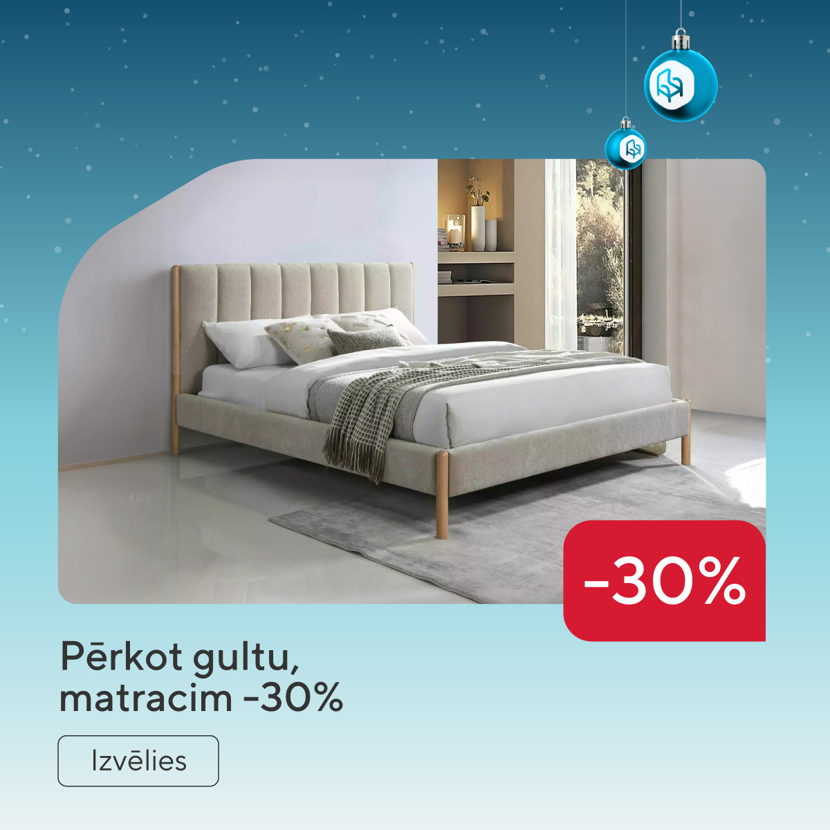 Pērkot gultu, matracim -30%